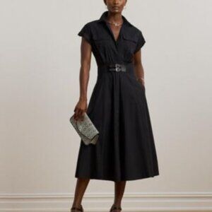 Lauren Ralph Lauren Black Belted Midi Dress size 12
